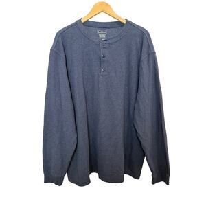 L.L. Bean Unshrinkable Mini-Waffle Henley Long Sleeve Traditional Fit Men XXL